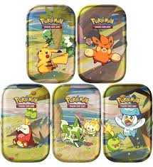 Pkm. Mini tin paldeas Freunde 1x strahlende Sterne booster 1x karmesin und purpur