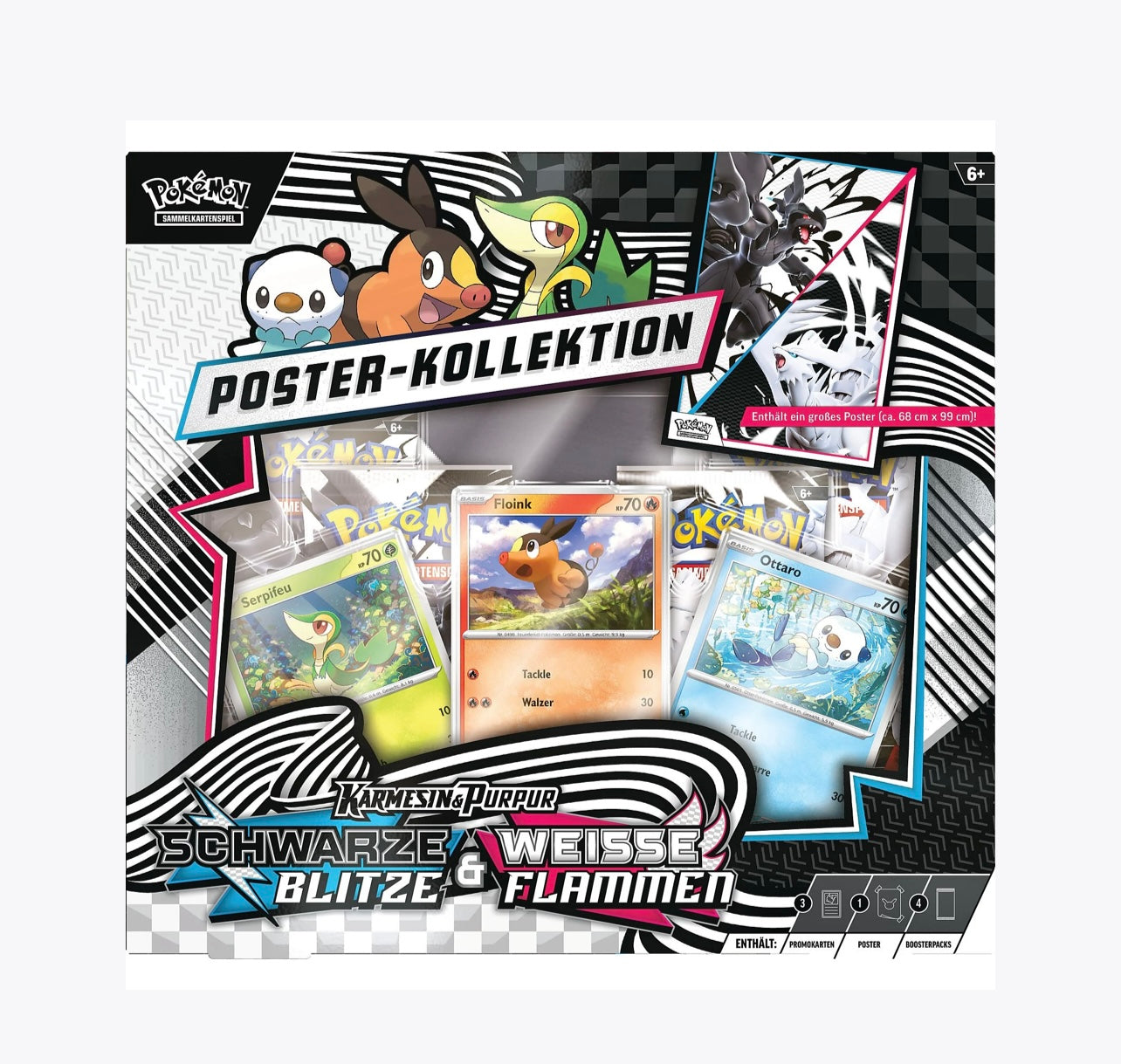 PKM Poster-Kollektion Schwarze Blitze & Weisse Flammen deutsch